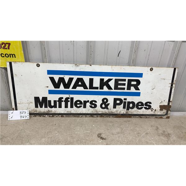 Walker Mufflers & Pipes Vintage Metal Advertising Sign 36 x 12