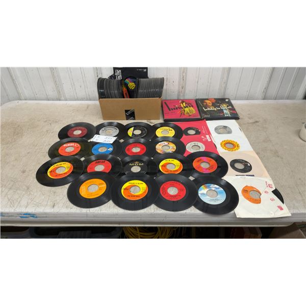 Large Collection of 45 RPM Vinyl Record Singles and Albums Including Beach Boys and More