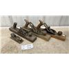 Image 1 : 3 Vintage Wooden Hand Planes Including Union Manufacturing Co. and One Small Metal Plane