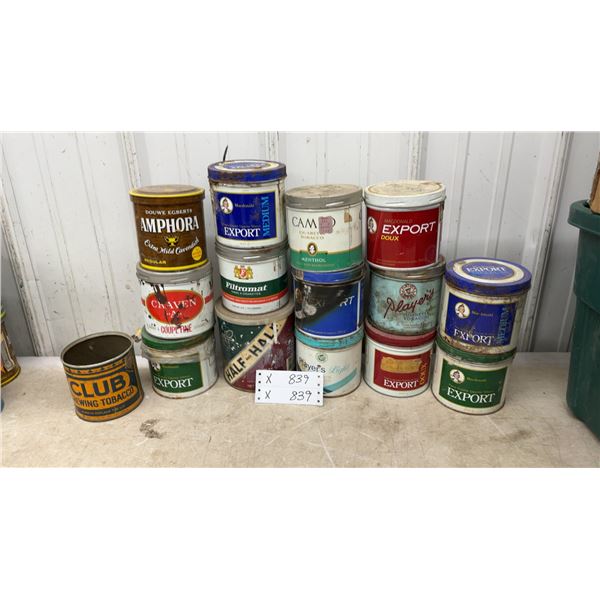Vintage Tobacco Tin Collection: Macdonald Export, Player's, Amphora, Camo, and More