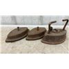 Image 5 : Collection of Antique Cast Iron Sad Irons Including 14 Pound Tailor's Goose and More