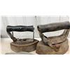 Image 8 : Collection of Antique Cast Iron Sad Irons, Taylor Forbes Bases, and Family Laundry Iron