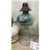 Image 4 : Collection of Four Vintage Oil Lamps Including Milk Glass, Hand Painted and More