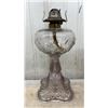 Image 2 : Two Antique Purple Pressed Glass Kerosene Lamps Turkey Foot and Bullseye Styles