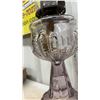 Image 5 : Two Antique Purple Pressed Glass Kerosene Lamps Turkey Foot and Bullseye Styles