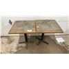 Image 1 : Two Square Café Tables with Faux Stone Laminate Tops and Metal X-Bases 24-1/2 x 28