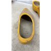 Image 4 : Two Pairs of Traditional Dutch Wooden Clogs with Hand-Painted Folk Art Designs
