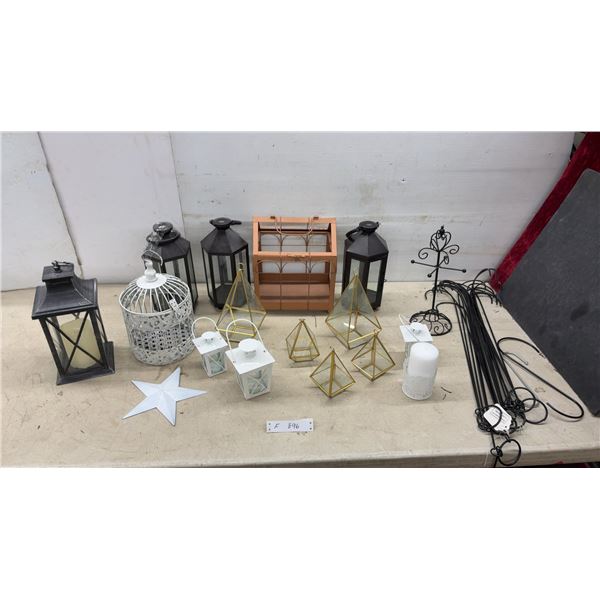 Decorative Metal Lanterns, White Birdcage, Gold Geometric Terrariums, and More