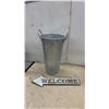 Image 4 : Decorative Metal Flower Bowls, Black and Gold Ribbed Planters, Galvanized Bucket, and More