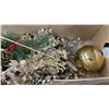 Image 2 : Assorted Christmas Decorations, Gold Star Garlands, Ribbons, Bells, Floral Picks, and More