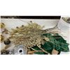 Image 6 : Assorted Christmas Decorations, Gold Star Garlands, Ribbons, Bells, Floral Picks, and More