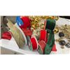 Image 8 : Assorted Christmas Decorations, Gold Star Garlands, Ribbons, Bells, Floral Picks, and More