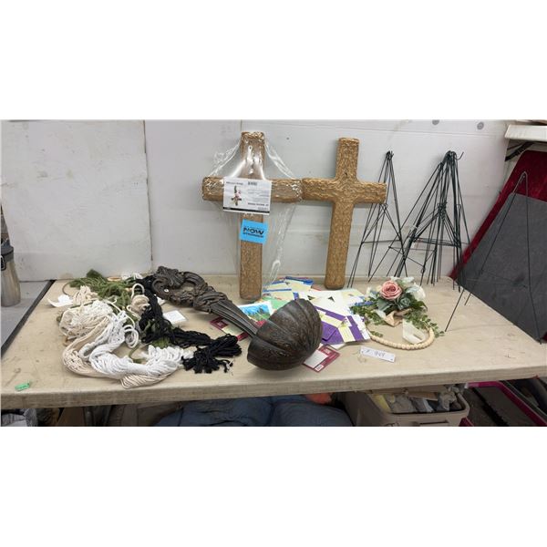 Oasis 24" Mache Cross, Decorative Wall Planter, Macrame Hangers, Wire Frames, and More