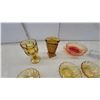 Image 2 : Amber Glass Hobnail Bowl, Swirl Dishes, Goblets, Silver-Plated Dresser Brush, and More