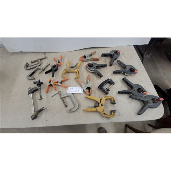 Assorted C-Clamps, Spring Clamps, and Bar Clamp Including Fuller and Craft Pro-Grip and More