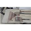 Image 2 : Lot of Four Garden Tools: D-Handle Spade, Leaf Rake, Digging Fork, and Grub Hoe