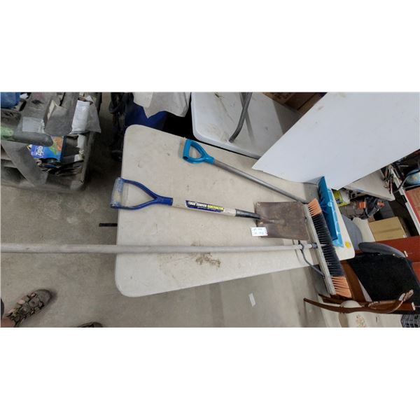 True Temper Contractor Square Point Shovel, Push Broom, and Snow Shovel