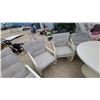 Image 5 : Outdoor Patio Furniture Set with Round Table 27" hgtx48" Diameter, Five Armchairs, Ottoman