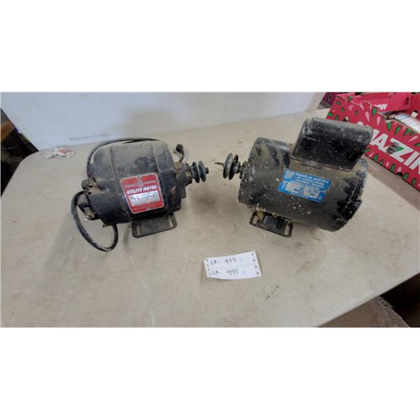 General Electric Utility Motor and Franklin Electric Thermally Protected Motor with Pulleys 1/2h.P.