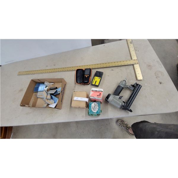 Porter-Cable PN250 Pneumatic Finish Nailer with Brads, Staples, Zircon Stud Finder, and More
