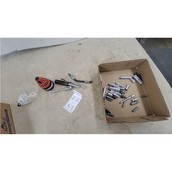 Multi-Bit Screwdriver Set, Ratchet Wrench, Flexible Extension, Sockets, 1/4" and More