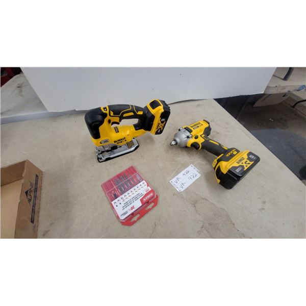 DeWalt 20V XR Brushless Impact Wrench, Jigsaw with 5.0Ah Batteries, All Charged and Working No