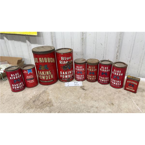 Blue Ribbon Baking Powder Tins in Assorted Sizes and Pure Turmeric Tin and More