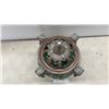 Image 2 : Ornate Bronze-Tone Pedestal Lidded Urn with Crackle Glass Bowl and Glass Pebbles, 13" Tall