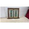 Image 1 : Stained Glass Window Panel in Oak Frame, 19 x 20"