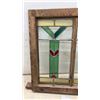 Image 3 : Stained Glass Window Panel in Oak Frame, 19 x 20"