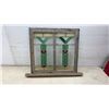 Image 4 : Stained Glass Window Panel in Oak Frame, 19 x 20"