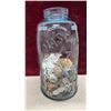 Image 1 : Mason's Patent Nov. 30th 1858 Blue Glass Star Canning Jar with Seashells, 18" Tall