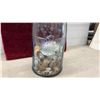 Image 4 : Mason's Patent Nov. 30th 1858 Blue Glass Star Canning Jar with Seashells, 18" Tall