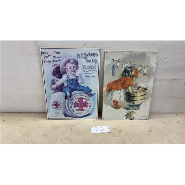 Reproduction N.T. Swezey's Flour and Ivory Soap Advertising Wall Plaques, Largest 17 x 12"