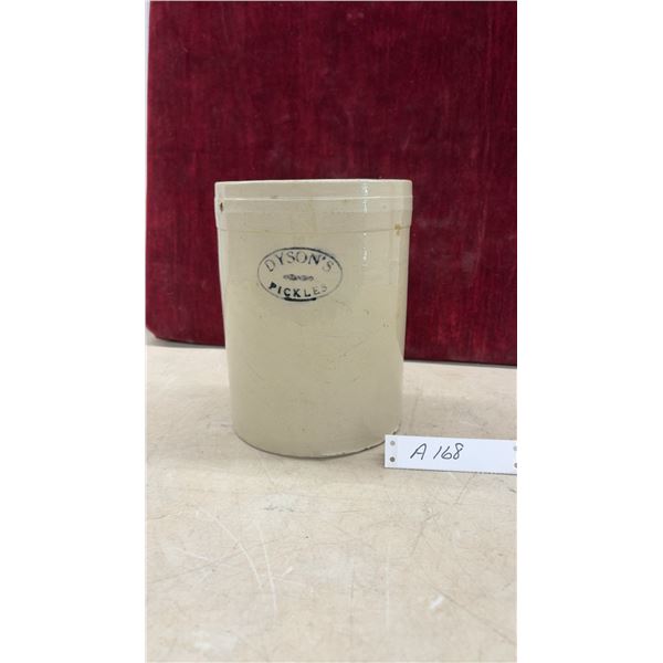 Dyson's Pickles Antique Stoneware Crock with Original Lid