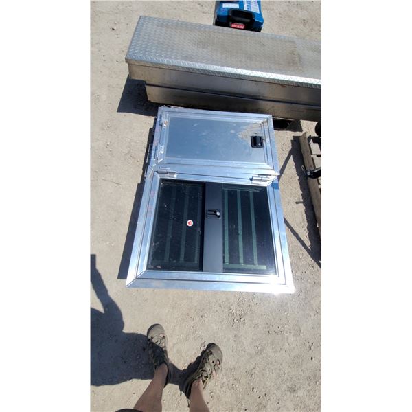 Aluminum-Framed Pass-Through Window and Access Door Combo for Truck Cap or Camper Shell