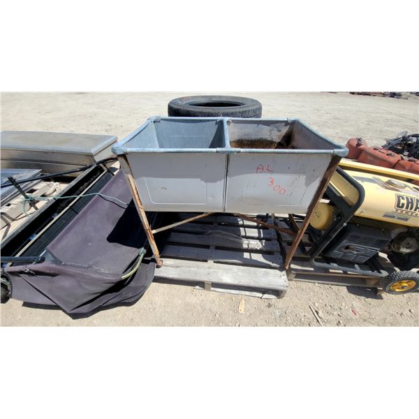 Galvanized Two-Compartment Utility Tub on Steel Stand