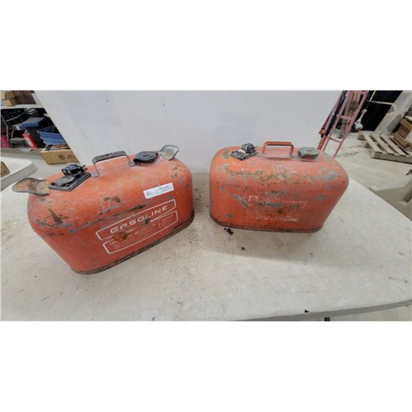 Two Vintage OMC 6-Gallon Outboard Motor Gasoline Fuel Tanks