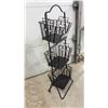 Image 7 : Three-Tier Swinging Metal Wire Basket Display Stand with Bronze Finish, 49 x 17 x 11"
