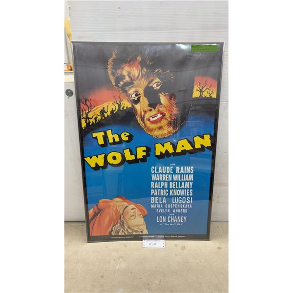 Framed "The Wolf Man" 1941 Universal Pictures Movie Poster,36 x 24"