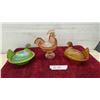Image 1 : Three Art Glass Carnival Glass Hen on Nest Covered Dishes and Rooster