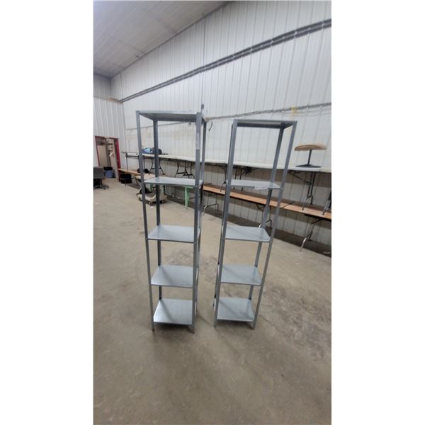 Pair of 5-Shelf Galvanized Metal Utility Shelving Units 72 x 16 x 11"