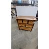 Image 1 : Wooden Storage Cabinet with Six Wicker Basket Drawers, Medium Brown Finish 33 x 32 x 16"