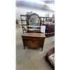 Image 1 : Vintage Wooden Dresser with Attached Mirror, Four Drawers, and Turned Legs 70 x 42 x 19"