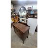 Image 4 : Vintage Wooden Dresser with Attached Mirror, Four Drawers, and Turned Legs 70 x 42 x 19"