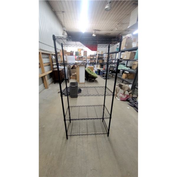 Five-Tier Black Powder-Coated Adjustable Wire Shelving Unit 72 x 35 x 18"