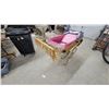 Image 2 : Vintage-Style Ornate Baby Pram with Gold Tinsel Decorations and Pink Interior