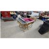 Image 5 : Vintage-Style Ornate Baby Pram with Gold Tinsel Decorations and Pink Interior