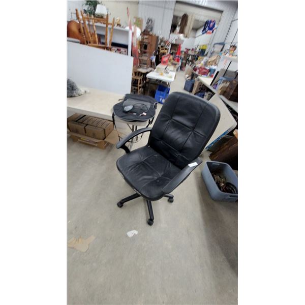 Black Faux Leather Executive Office Chair and Obusforme OB-920 Heated Back Support