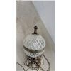 Image 2 : Vintage 1960s-70s Diamond-Cut Glass Globe Swag Lamp with Brass-Tone Hardware and Chain
